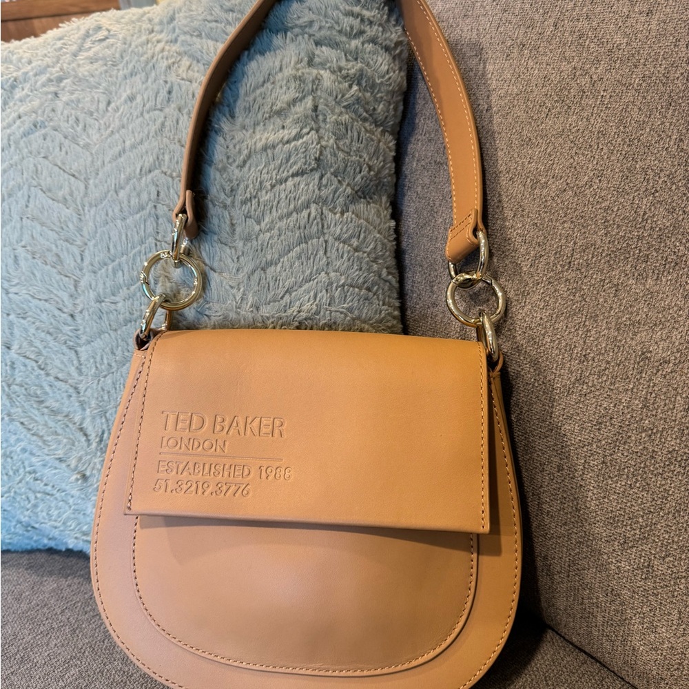 Ted Baker Tan Leather Shoulder Bag with Flap Closure